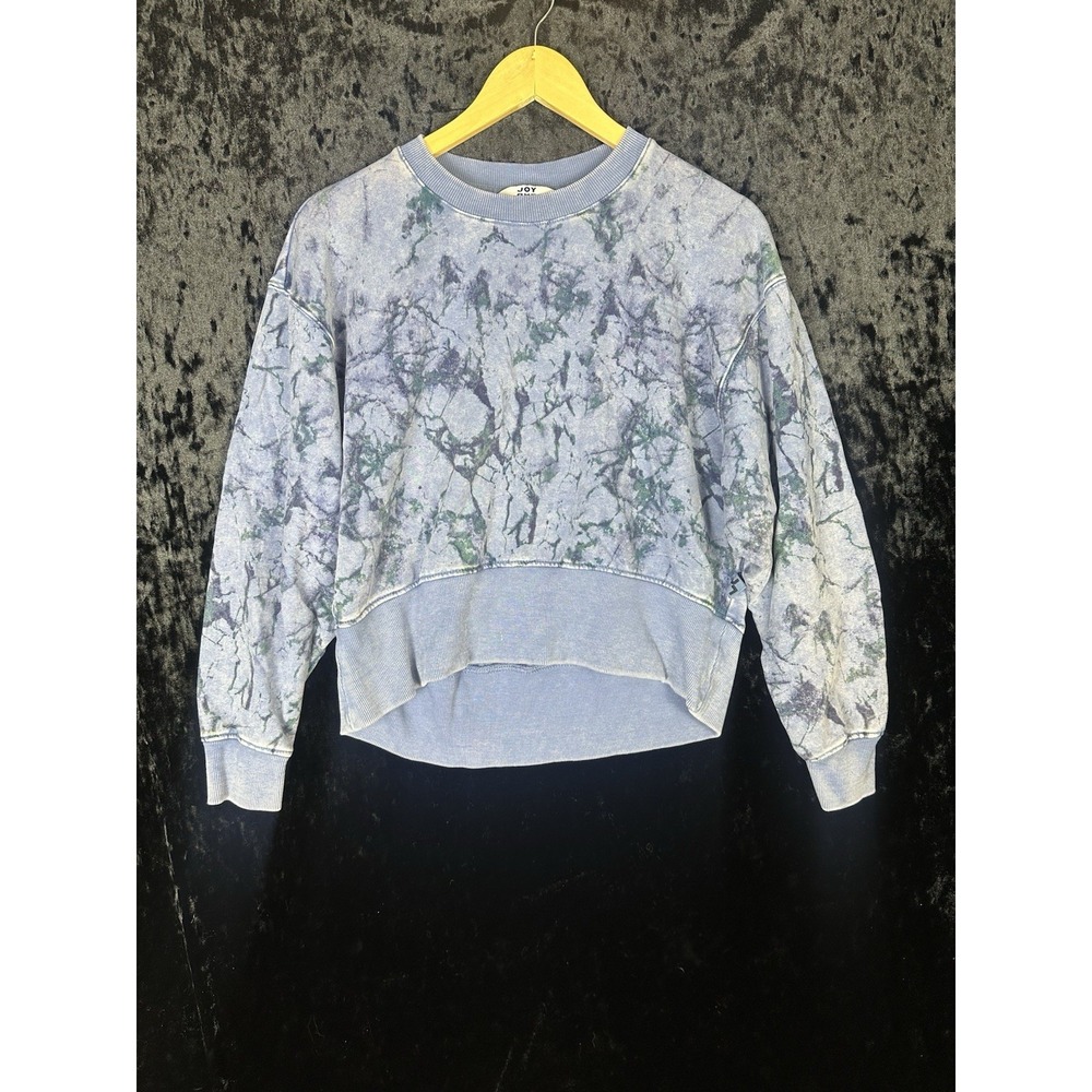 Joy Lab Sweater Womens S Blue Tie Dye Crew Neck Cropped‎ Athletic
